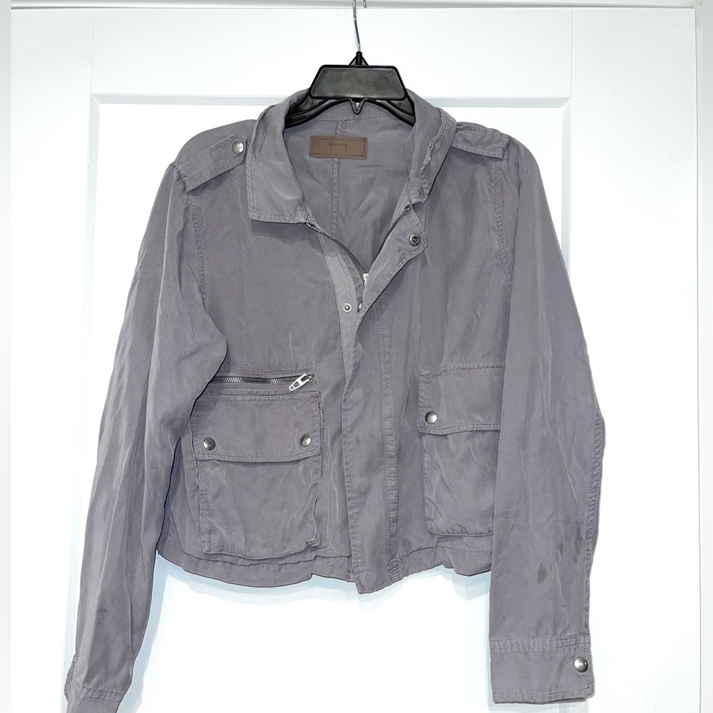 Blank NYC Utility moto jacket soft pockets womens M gray